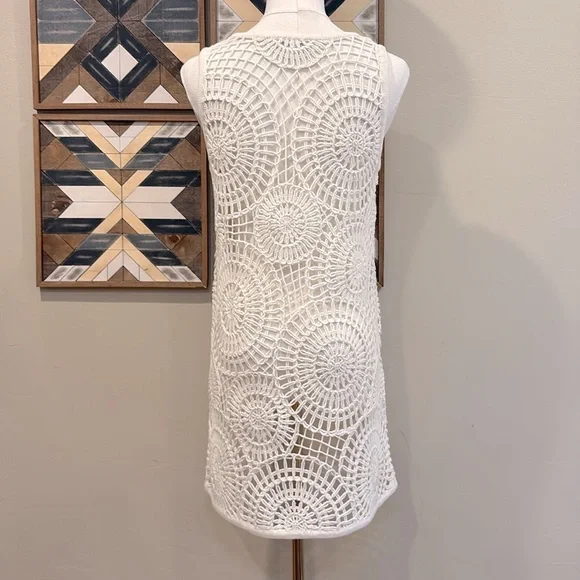 NakedCashmere Alessandra Crochet Cashmere Blend Mini Dress Ecru XS - Picture 6 of 13